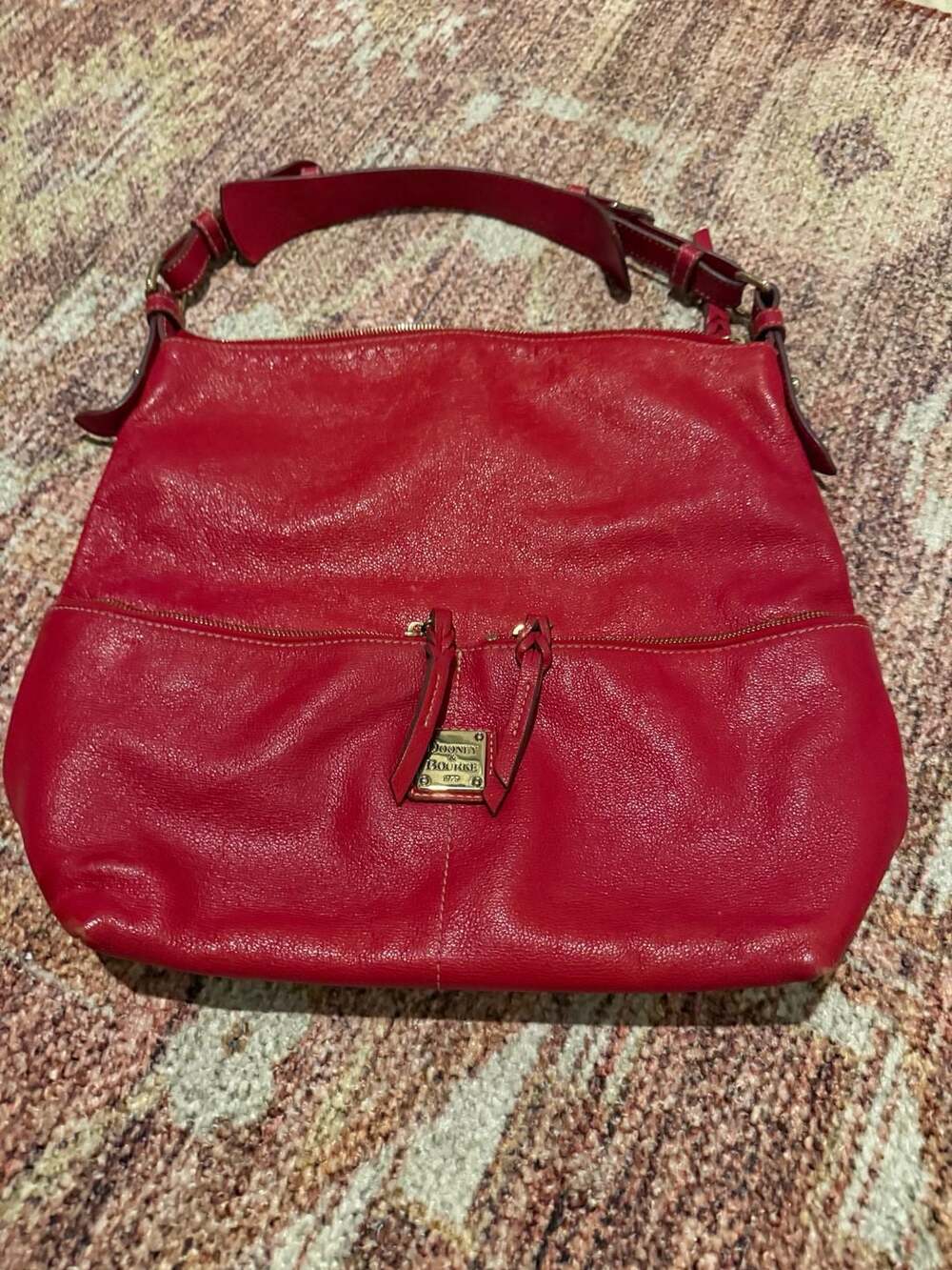 Dooney & Bourke Dillen Large Pebble Leather Hobo Bag in Red